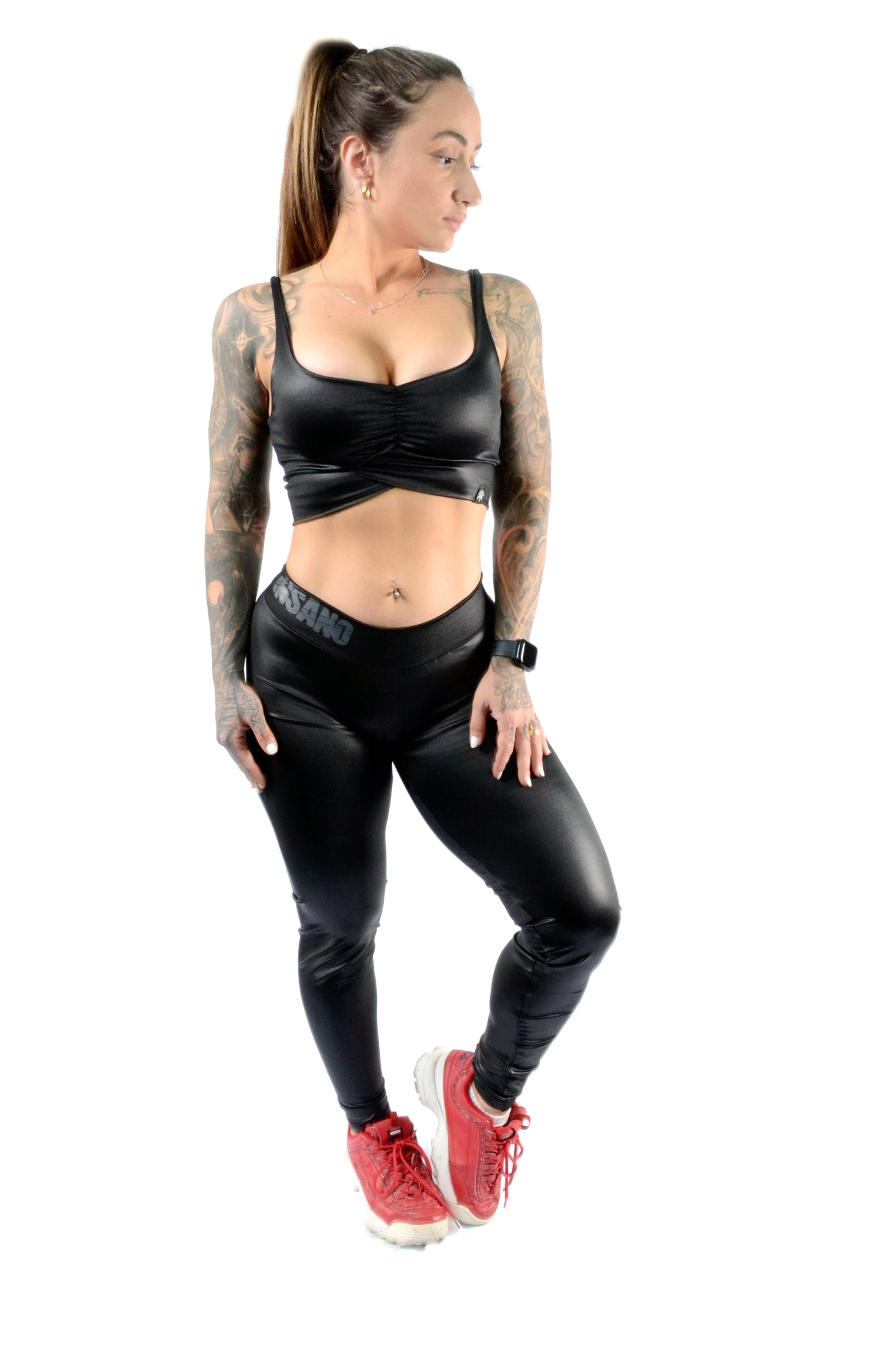 Low V-Back Scrunch Bum Legging Shiny Cire