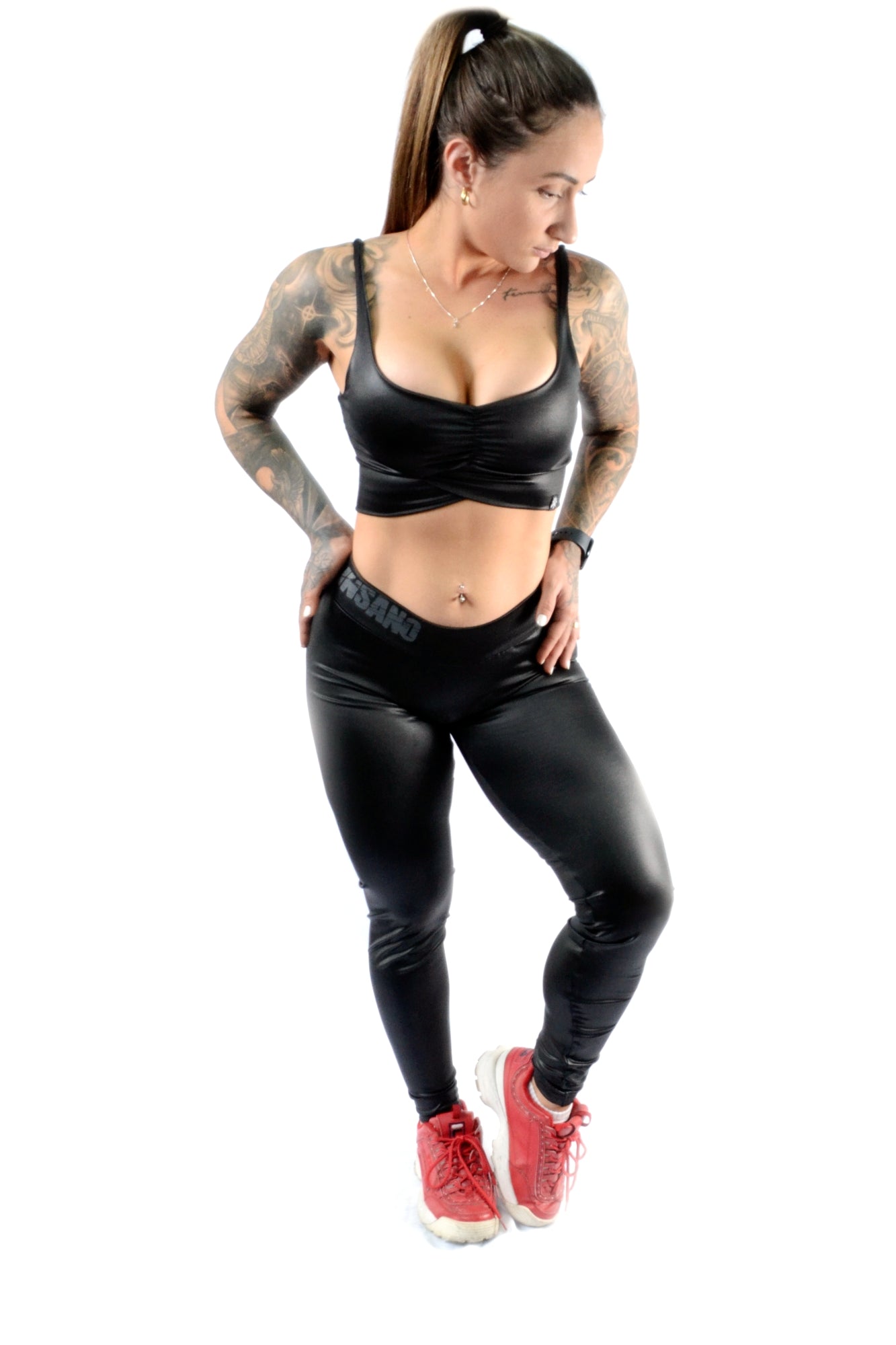 Low V-Back Scrunch Bum Legging Shiny Cire