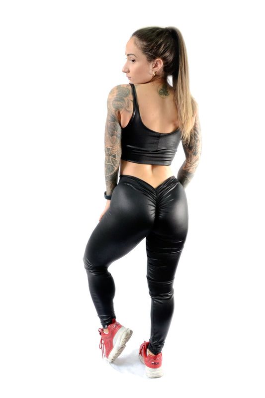 Low V-Back Scrunch Bum Legging Shiny Cire