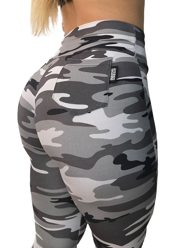 High Waist Front Zip Camo Legging
