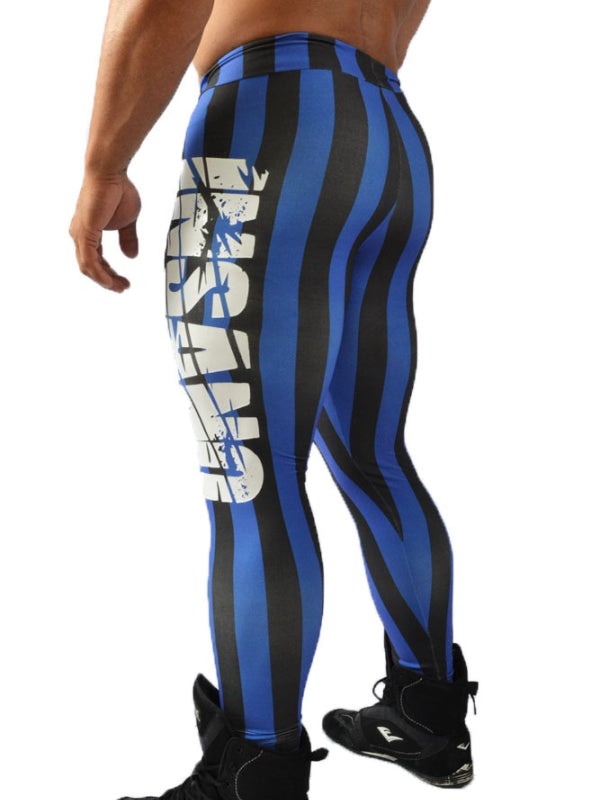 Gestreifte, enge Leggings mit hoher Taille