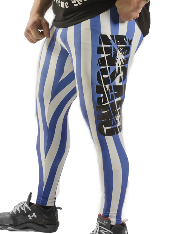 Gestreifte, enge Leggings mit hoher Taille