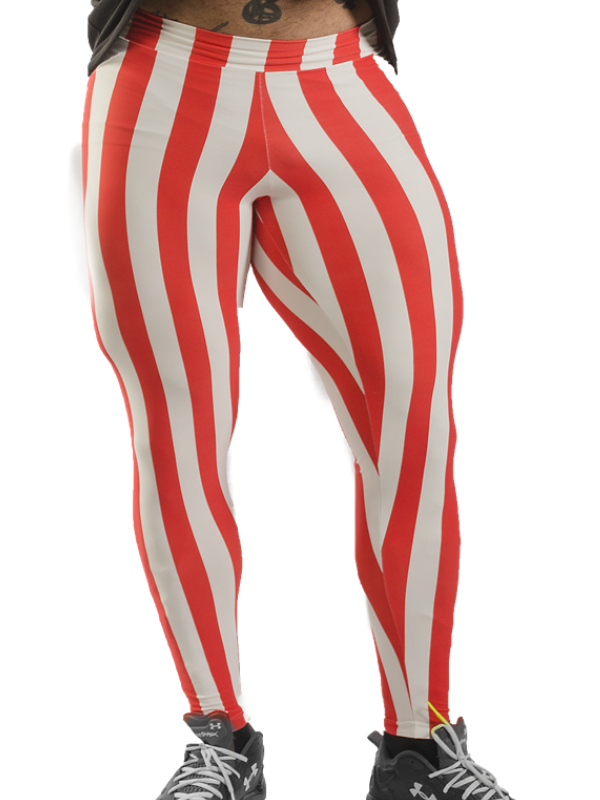 Gestreifte, enge Leggings mit hoher Taille