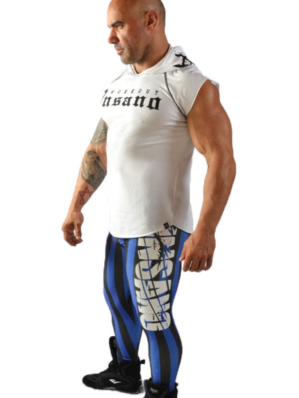 Gestreifte, enge Leggings mit hoher Taille
