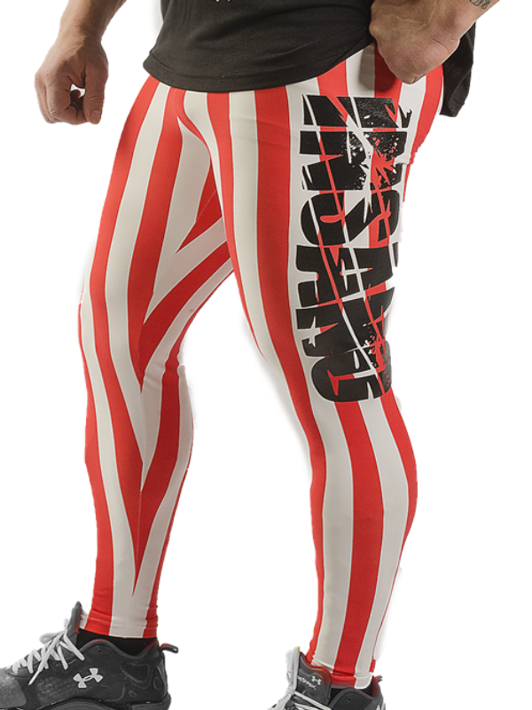 Gestreifte, enge Leggings mit hoher Taille
