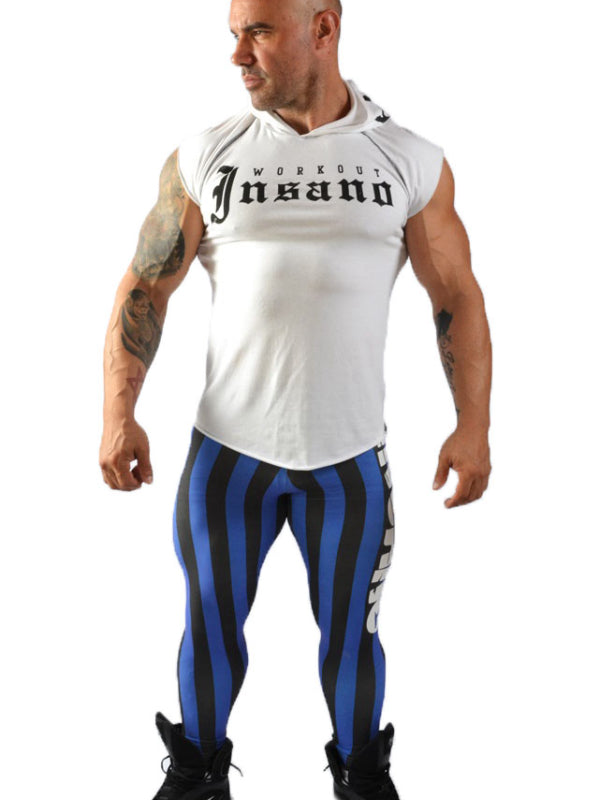 Gestreifte, enge Leggings mit hoher Taille