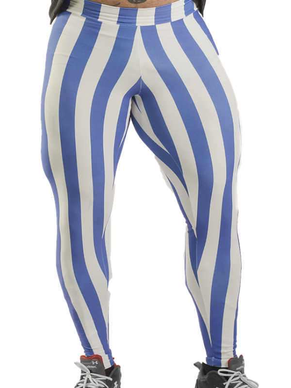 Gestreifte, enge Leggings mit hoher Taille