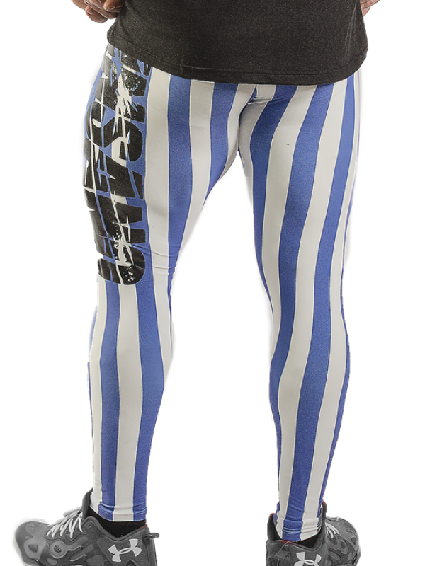 Gestreifte, enge Leggings mit hoher Taille
