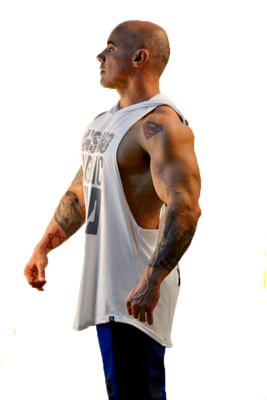 Drop Armhole Hooded Tank Curved Hem