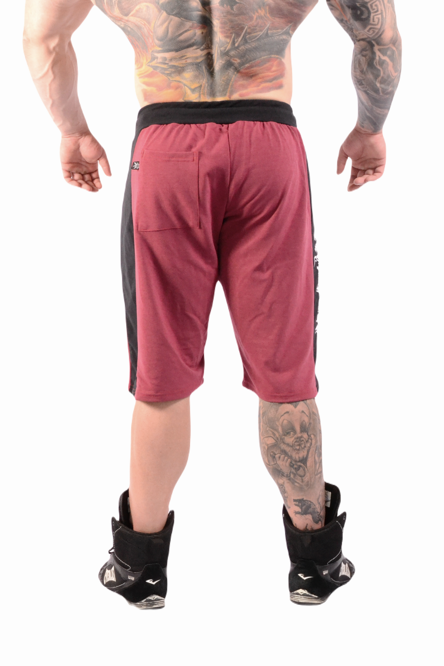 Two Tone Side Band Shorts Burgundy Gothic