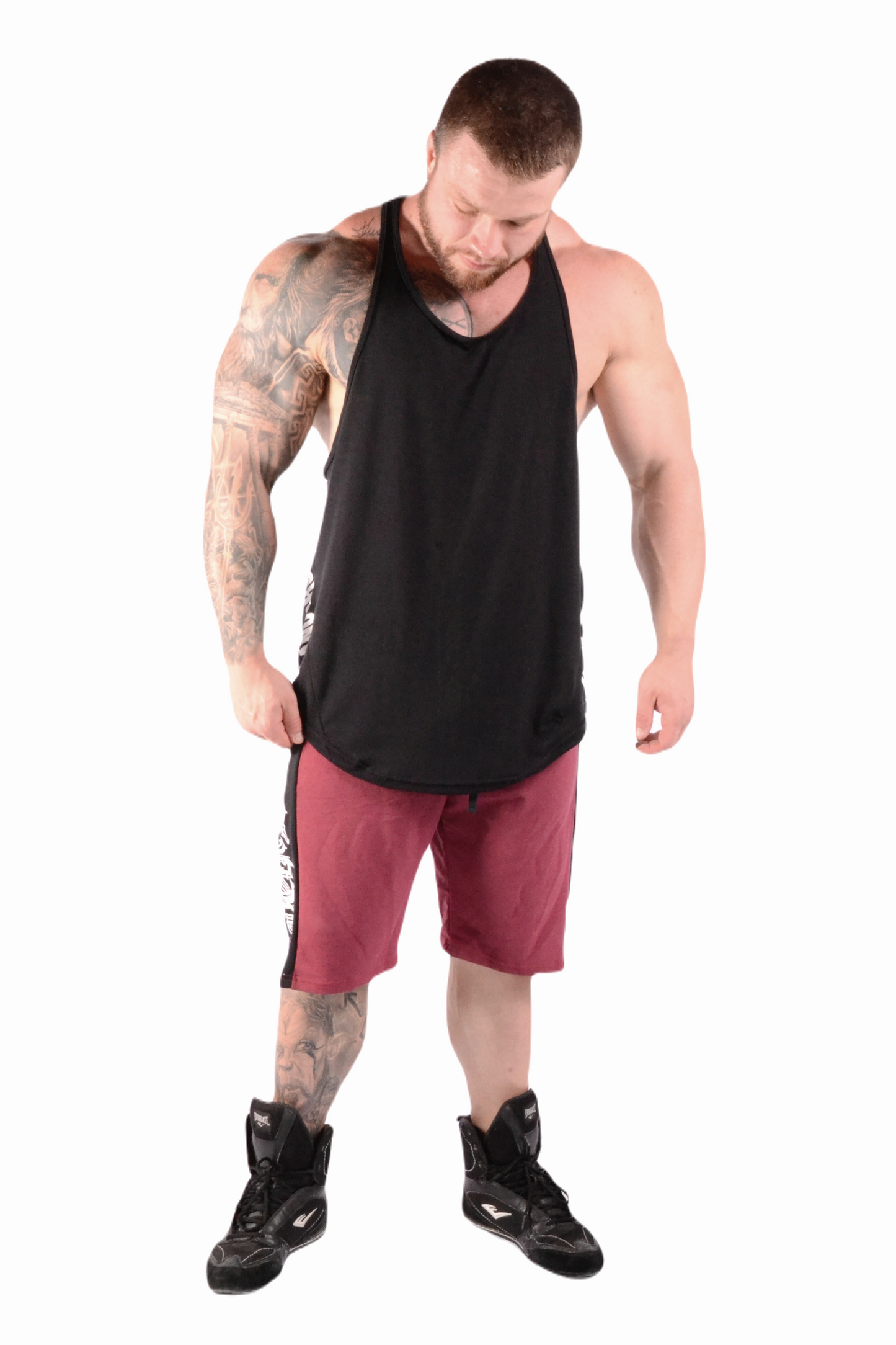 Two Tone Side Band Shorts Burgundy Gothic
