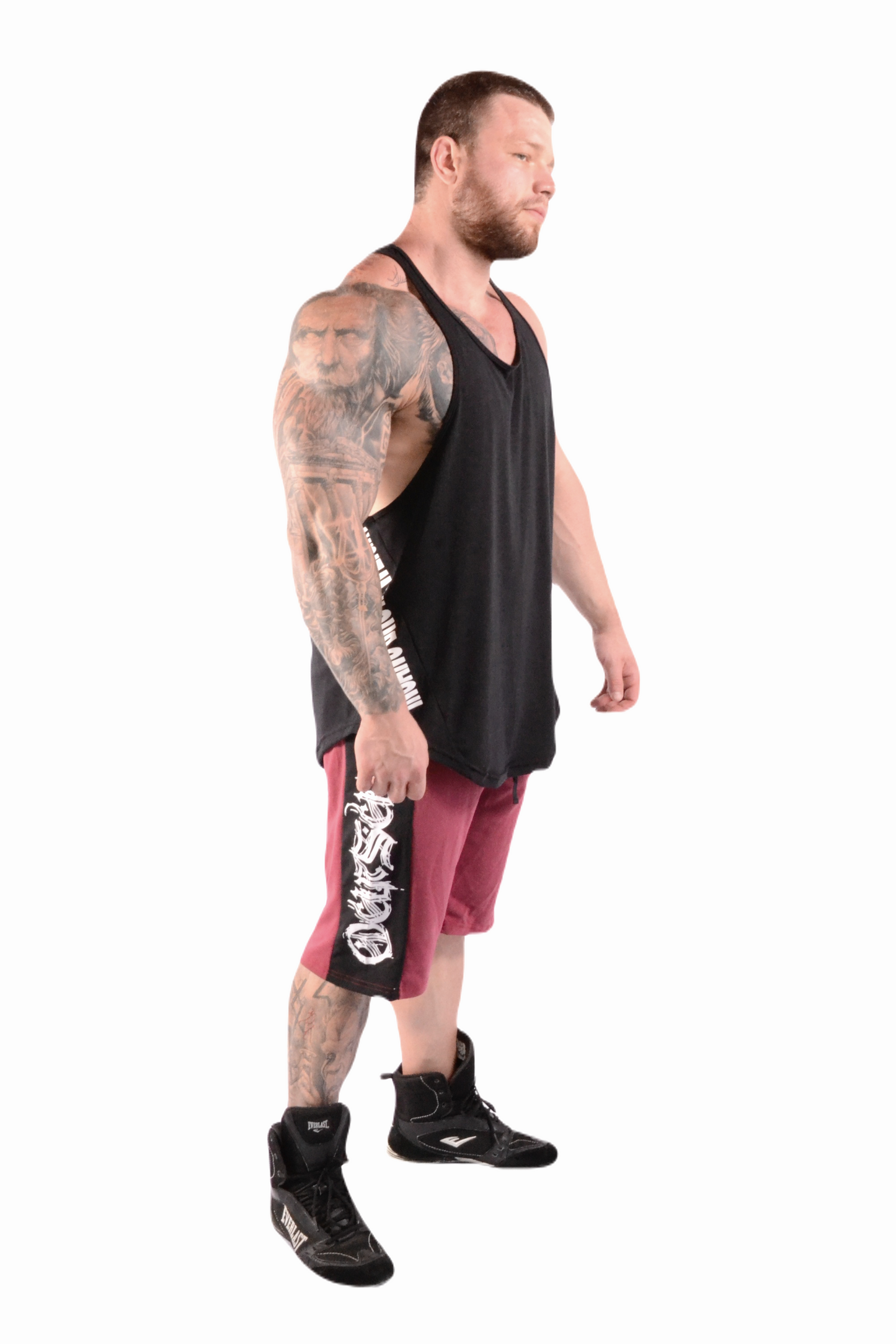 Two Tone Side Band Shorts Burgundy Gothic