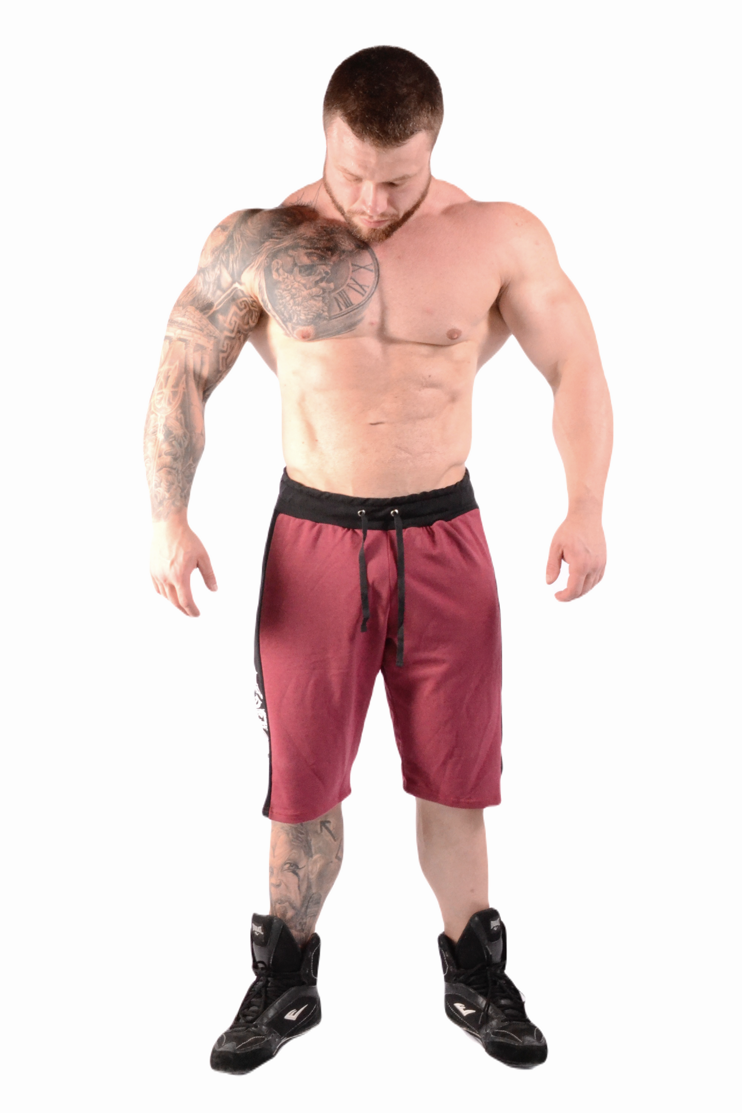 Two Tone Side Band Shorts Burgundy Gothic