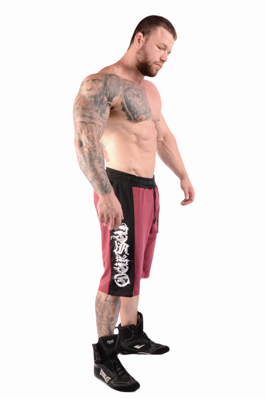 Two Tone Side Band Shorts Burgundy Gothic