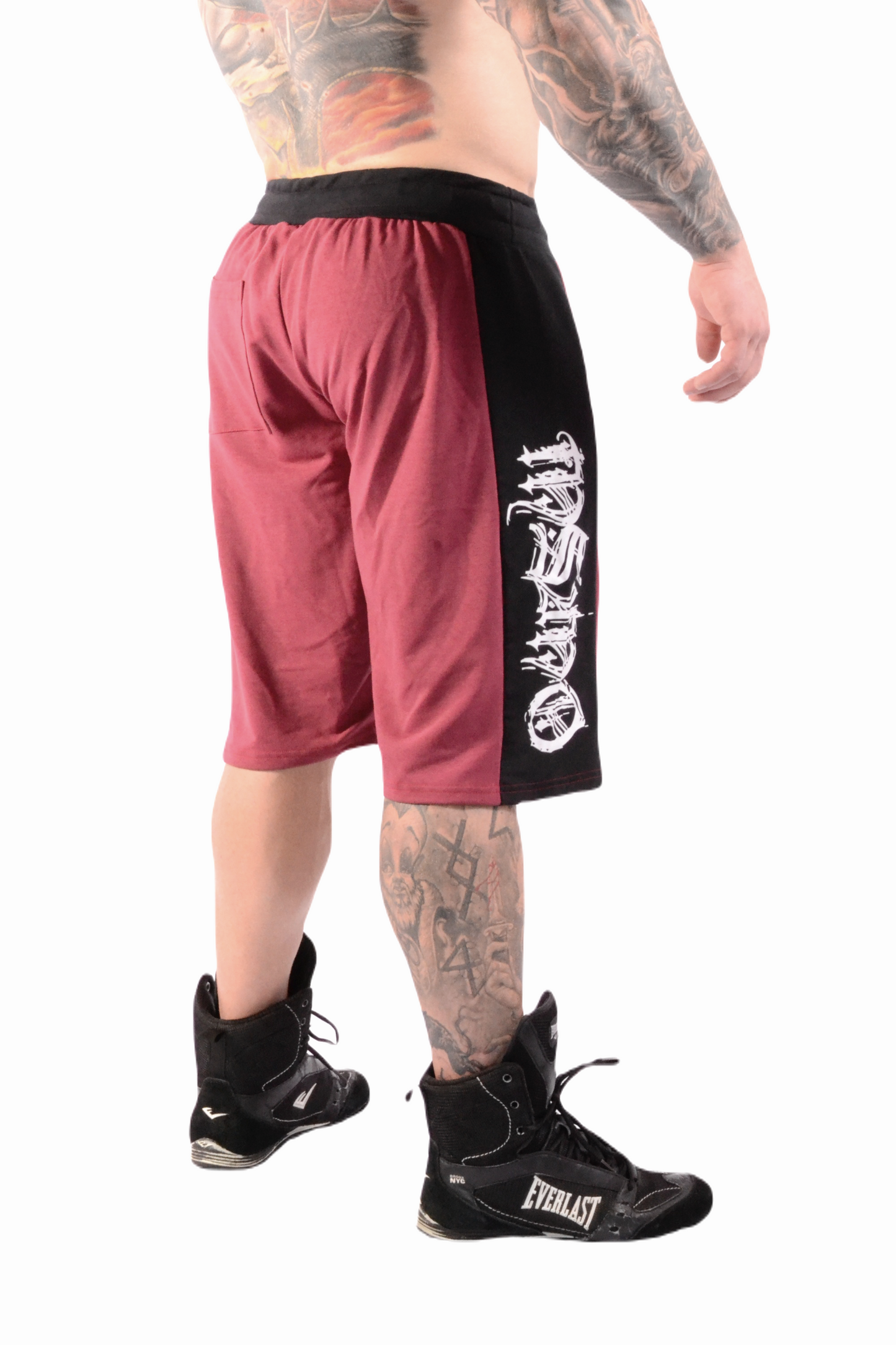 Two Tone Side Band Shorts Burgundy Gothic