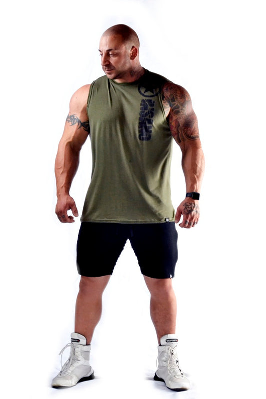 Sleeveless T-Shirt Tank Military