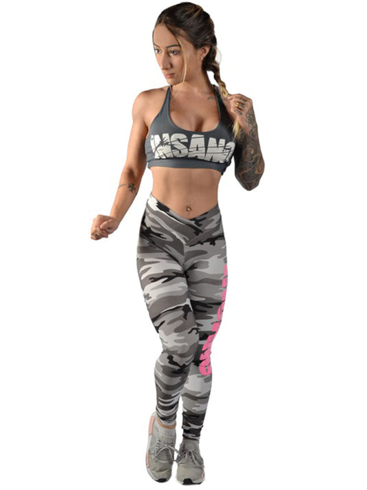 V Waist Camo Pink Print Legging