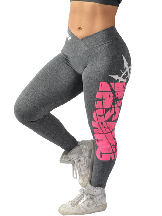 V Waist Pink Print Legging