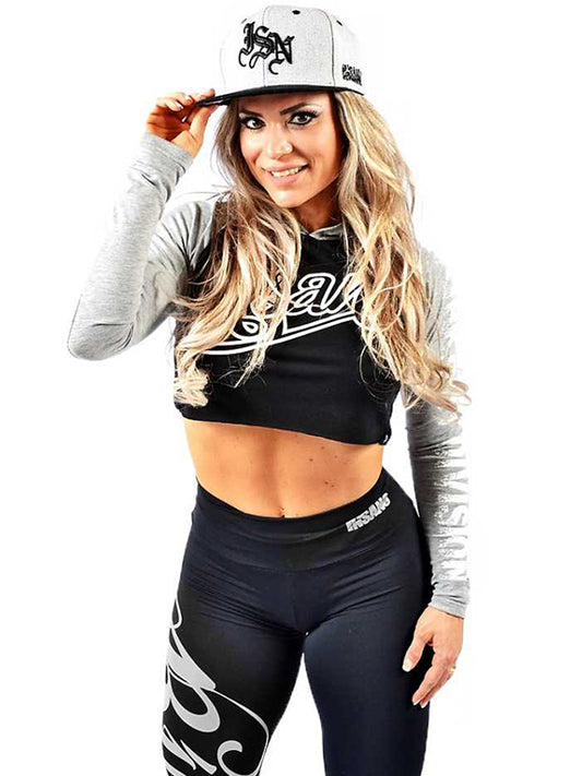 Two Tone Crop Hooded Long Sleeve