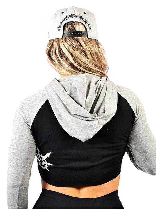 Two Tone Crop Hooded Long Sleeve