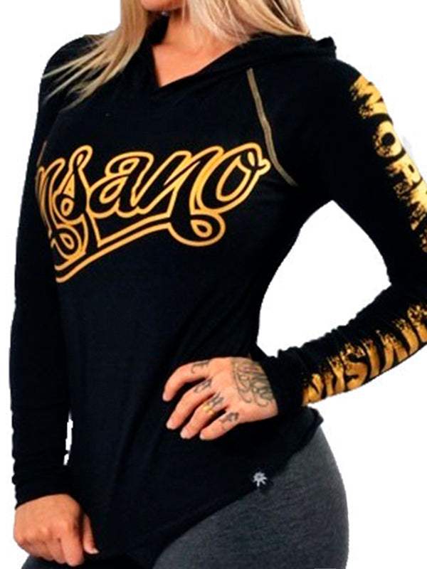 Hooded Raglan Long Sleeve Shirt Gold Curly