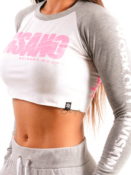 Two Tone Crop Long Sleeve Pink Destroyer