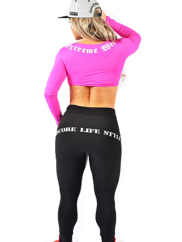 Drop Crotch Skinny Joggers Pink Print