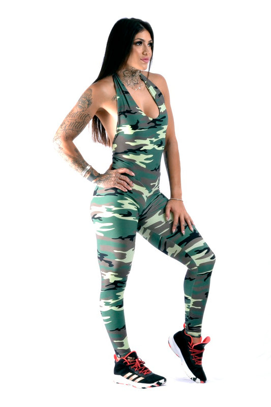 Open Back Full Lenght Bodysuit Camo