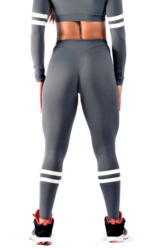 V Waist Stripes Socks Legging