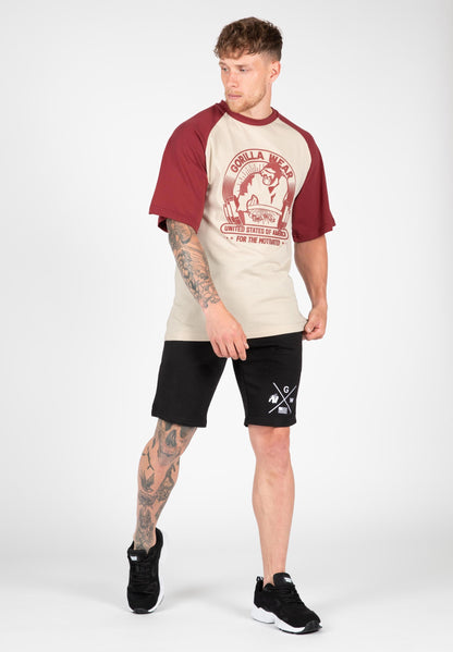 Logan Oversized T-Shirt - Beige/Red