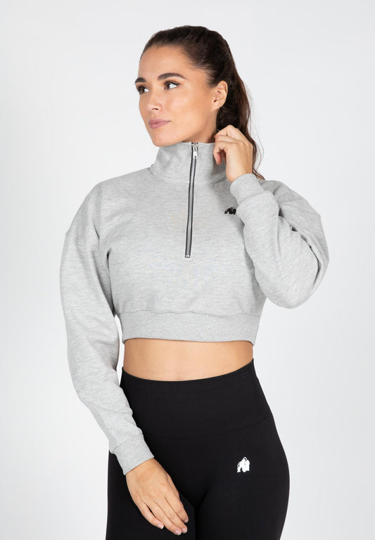 Ocala Cropped Half-Zip Sweatshirt - Gray