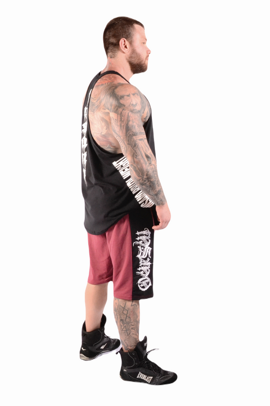 Zweifarbige Shorts mit Seitenband, Burgunderrot, Gothic