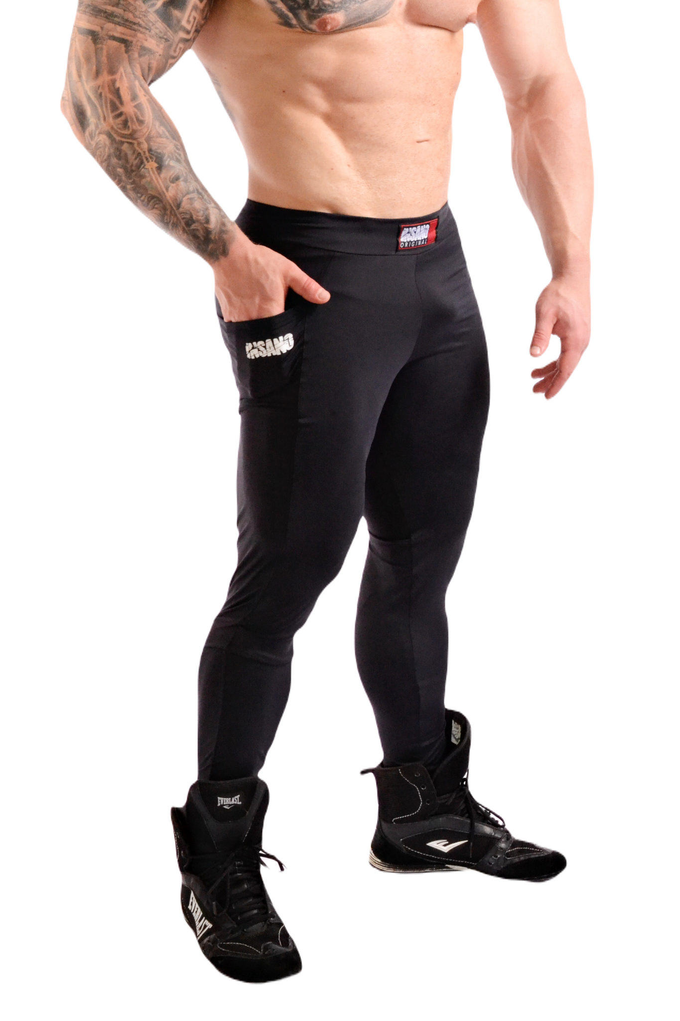 MIZOK Men's Mesh Yoga Pants See Through Compression Tights Workout Leggings  Medium Black