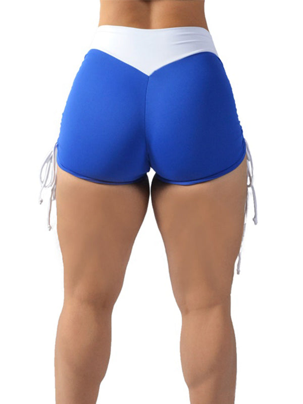 Two Tone Side String V Waist Shorts