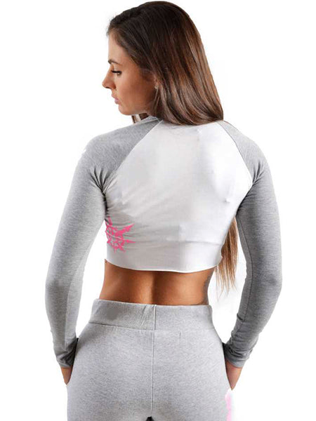Two Tone Crop Long Sleeve Pink Destroyer