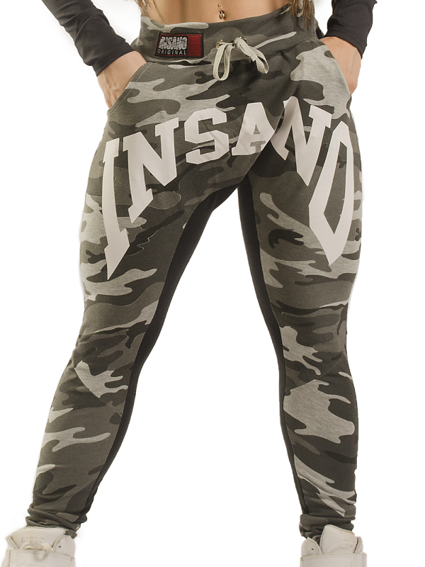 Enge Jogginghose mit tiefem Schritt und Camouflage-Muster